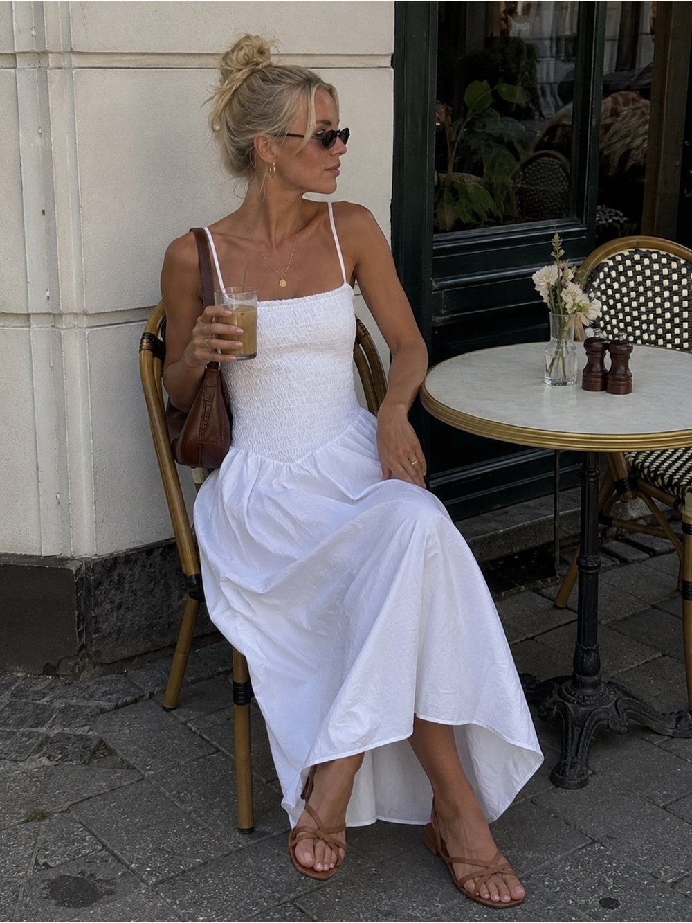 H&M Divided 100% cotton White Smocked Maxi Dress – Size Small – NWT